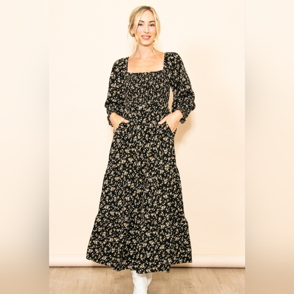 Pinkblush Black Floral Long Sleeve Dress - Picture 4 of 6